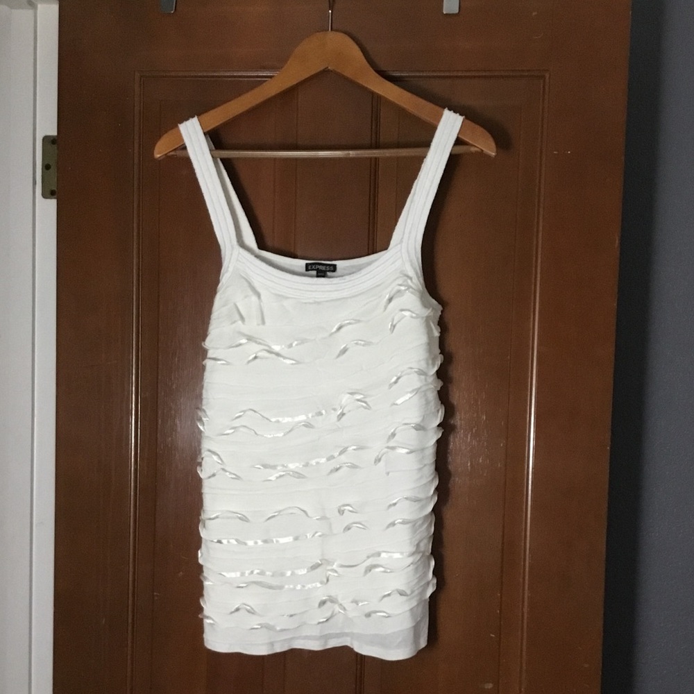 Express White Ruffle Blouse